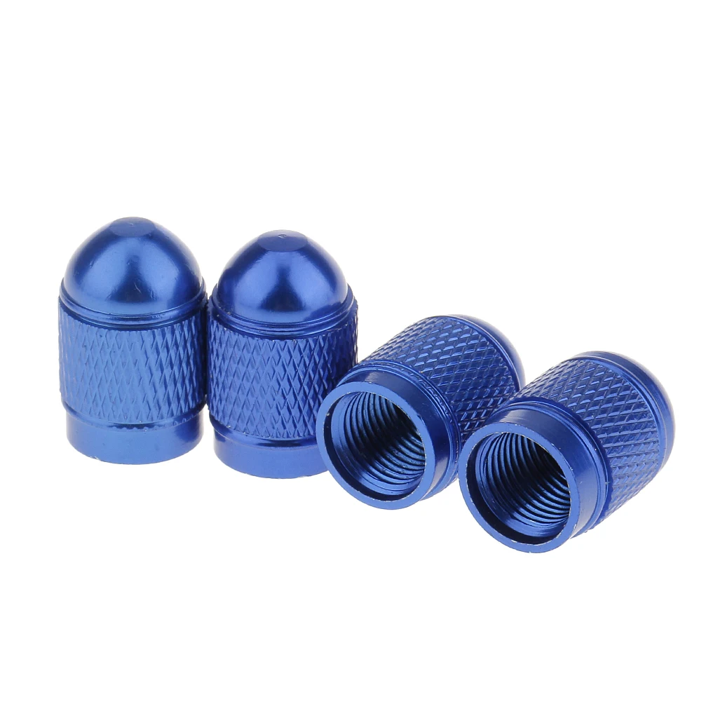 4x Blue Anodized Tires Stem Dust Cap For Car Bike Van Truck Repair DIY lightweight aluminum material