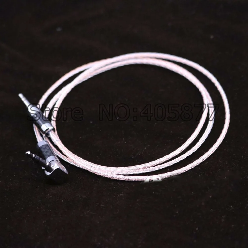 High quality copper and silver mixed braid 3 5MM Stereo Audio Cable headphone upgrade cable Right Angled Plug to straight Plug