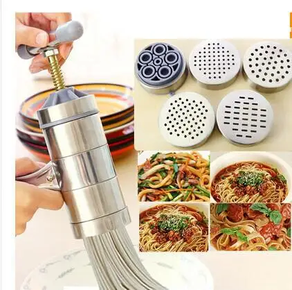  Stainless Steel Manual Noodle Maker Pastas Making Machine Presse Fruits Juicer Including 5 Different Molds 