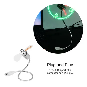 

High Quality Portable Real Time Display Clock USB Fan Flexible Gooseneck Plug & Play Power Saving USB LED Clock Fan