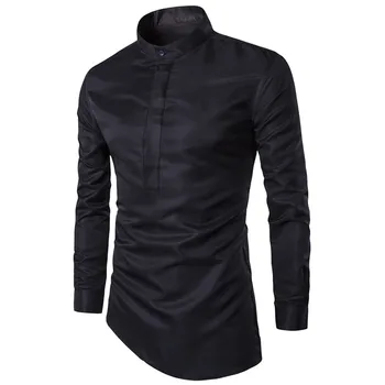 

Casual Mens Shirts Autumn Irregular Slim Fit Blouse Long Sleeve Stylish Party Tops Male Shirt Business camisas sociais clothing