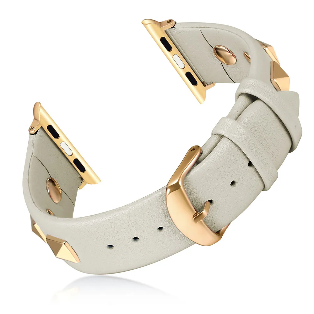 

2019 Punk Style Rivet Strap for Apple Watch Band Leather Men/Women Bracelet for Apple Watch 44/40/38/42mm Watchband Series 4/3/2