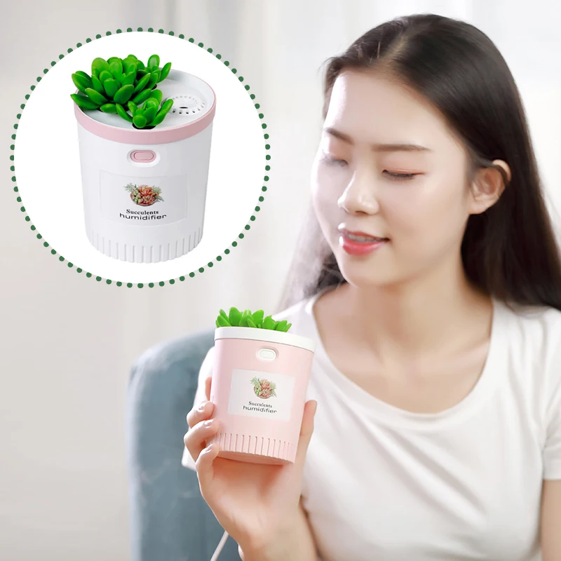 

2019 Drop Shpping Succulents Aroma Diffuser Ultrasonic Humidifier Creative Convenient Moisture Air Purifier for Car
