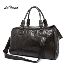 LeTrend Men’s Business Travel Bag Genuine Leather Package Large Capacity Crossed Shoulder bags Vintage Trolley Suitcase Luggage