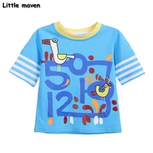 Little maven/детская брендовая одежда Коллекция года; летняя одежда для маленьких мальчиков с принтом птицы футболка брендовая хлопковая футболка Топы 60258