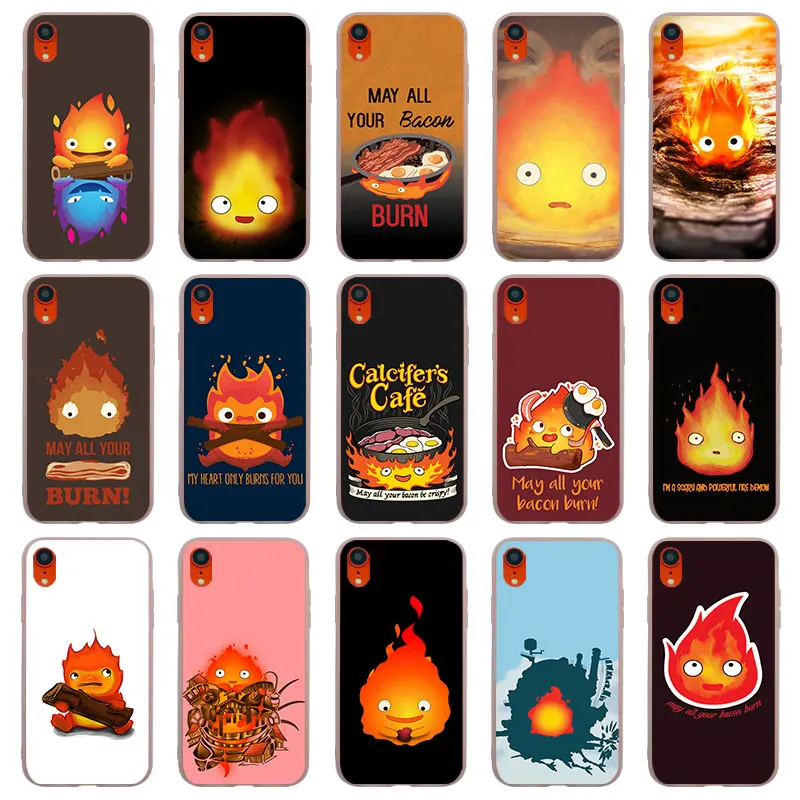 cute fire calcifer matte silicone cases covers for iPhone 11 Pro X XR XS MAX SE 5 5s 6 6s 7 8 Plus 4s TPU soft case |