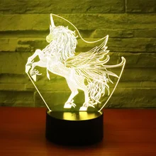 MYDKDJL 3D светодиодный ночной Светильник для у крылья единорог с 7 цветов светильник для украшения дома лошадь лампа vitage Dragon удивительная
