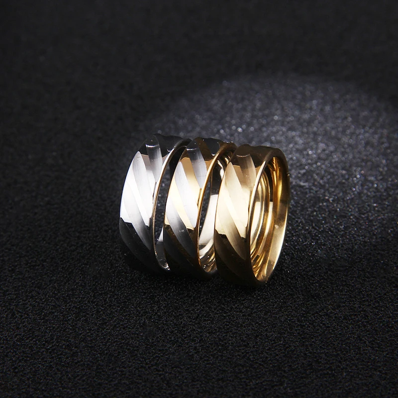 CACANA 6mm Steel Band Wedding Ring fashion silver gold ring 316L stainless steel ring for women men Valentine's Day gift
