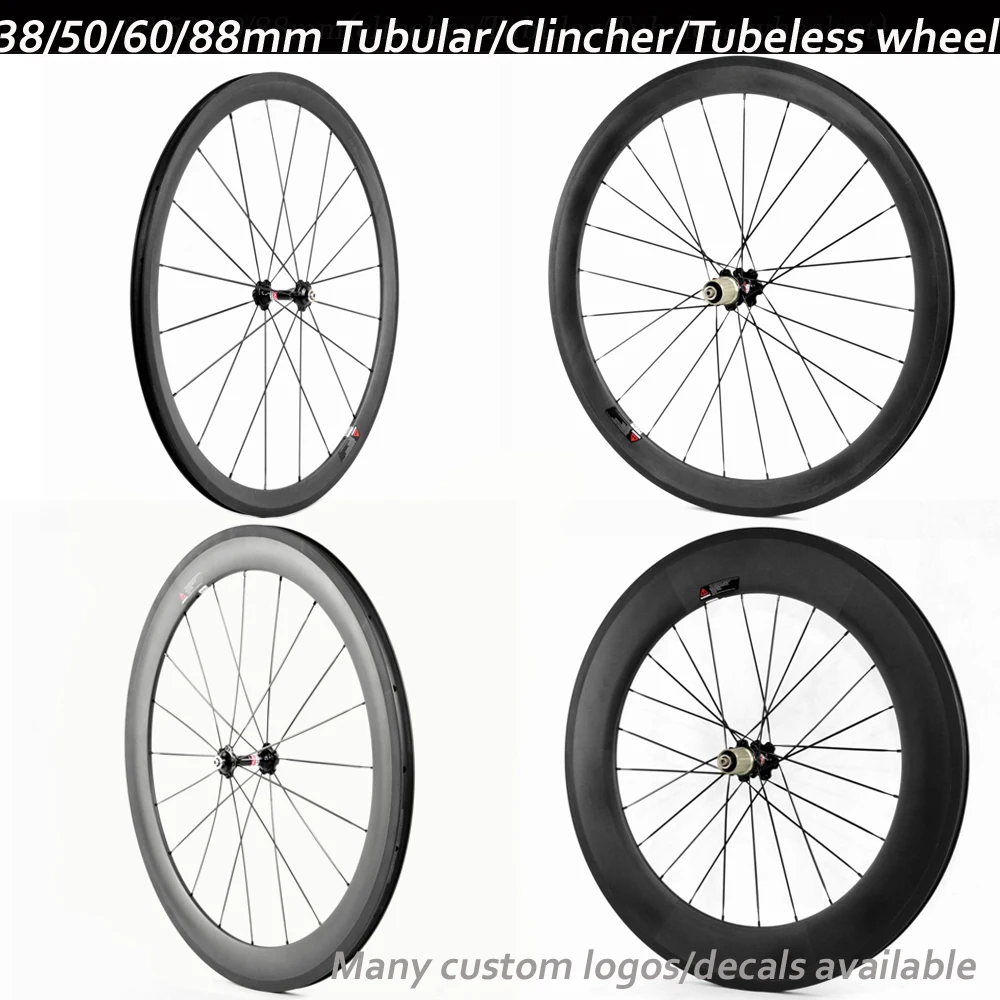 carbon wheels 38 50 60 88mm 23/25mm Clincher/Tubular/tubeless NOVATEC/POWERWAY R13 hub 700C bike wheelset carbon bicycle wheels