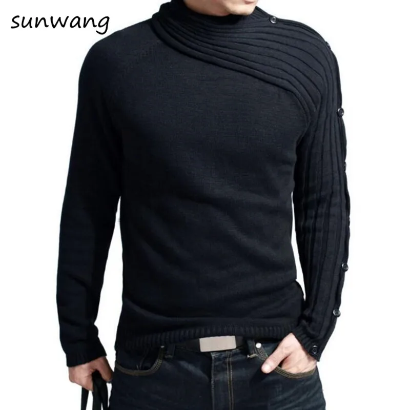 2017 Unique Designer fashion turtleneck Mens sweater cotton casual sweater men pullover sueter