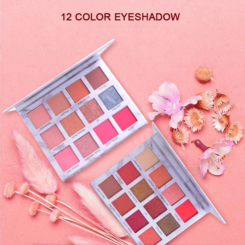 

1Pc New Marble Eye shadow 12 color Eyeshadow Palette Matte Natural Shimmer Waterproof not flying Powder Makeup Cosmetics TSLM2