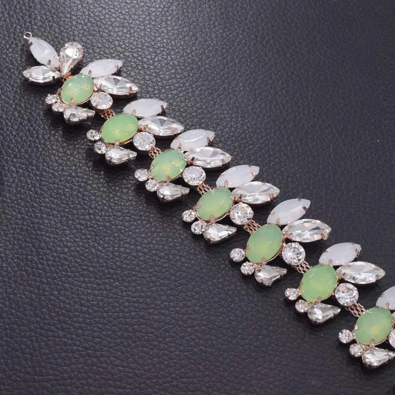 Opal rhinestone bridal belt patches sew on  (7)