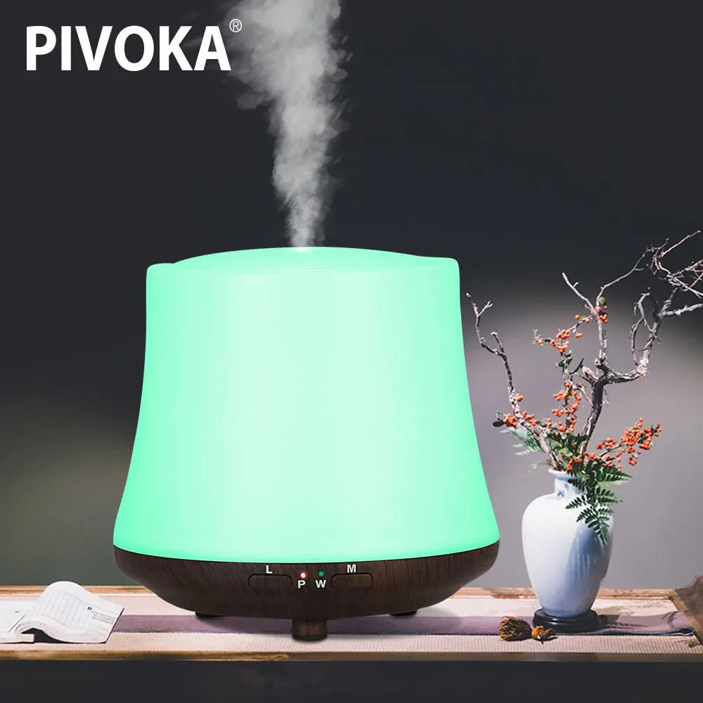 

PIVOKA Electric Aromatherapy Ultrasonic Air Humidifier Essential Oil Smoke Diffuser Two-Color Lamp Portable Car Humidifier