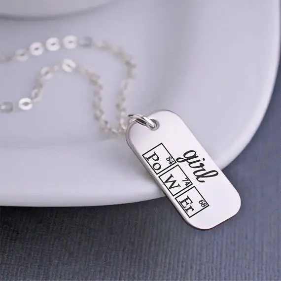

Girl Power Periodic Table Elements Necklace, Inspirational Jewelry, Science Necklace, Geek Jewelry, Kids Jewelry YP3759