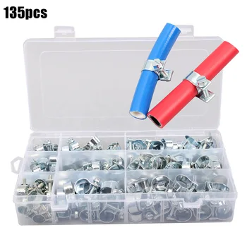 

135pcs Mini Tube Pipe Hose Clamp Hoop Clips Metal Durable Portable For Household MJJ88