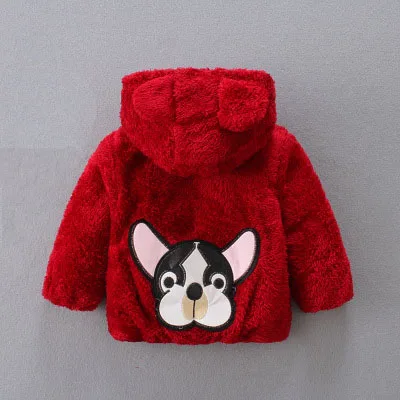 

2017 new arrived autumn winter faux fur girl coats dog pattern children outerwear jacket baby clothing boys newborn hooded coat