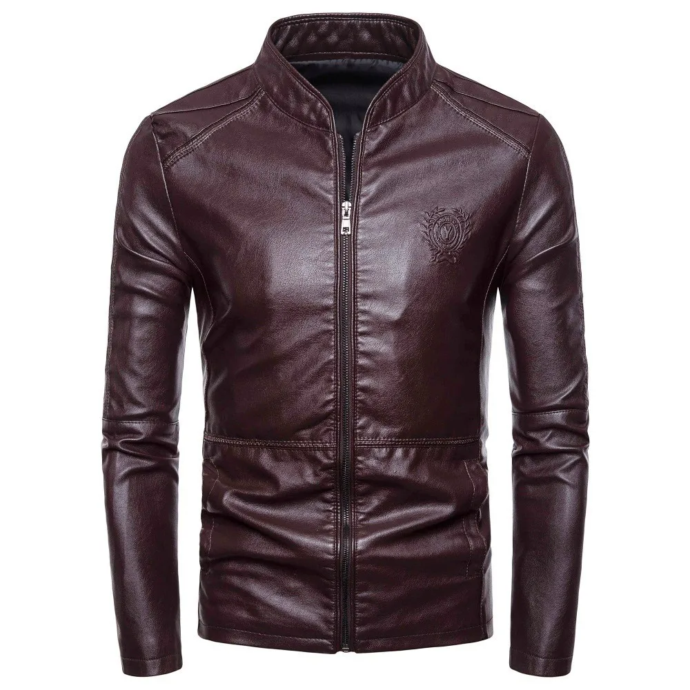 

Men Autumn Winter Casual Motorcycle Pilot Leather Jackets Coat Men Fashion Stand Collar Faux Leather Jacket Coats Men 4XL Plus