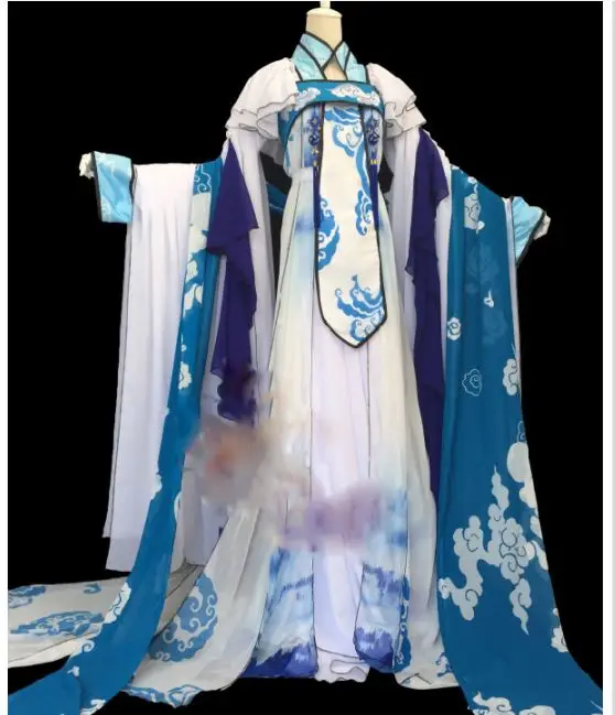 Белый, синий мужской, женский, для пар, костюм влюбленных, костюм ветряной персонификации Mu Yan Jun Fu Scholar Officer Prince princess, костюм драмы
