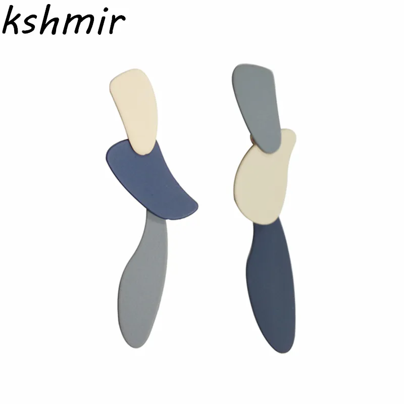 Kshmir Европейская и американская мода неравномерность, прямоугольные цветные серьги, ночные клубы, преувеличенный тренд, женские серьги