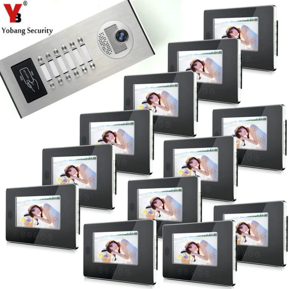 

Yobang Security Waterproof Door Phne Intercom 7 inch Monitor Video Doorbell Door Phone Intercom Speakephone Entry System
