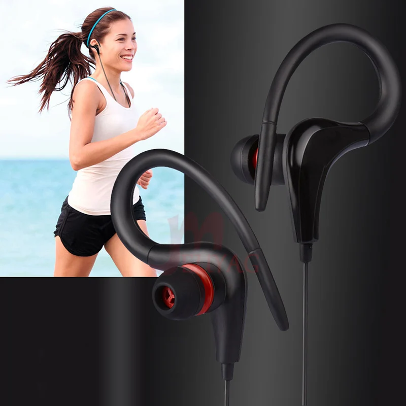 Wired Earphones 3.5mm Ear Hook Stereo Sport Running Headset Earbuds Bass With Mic For iPhone Samsung IOS Android wired earphones