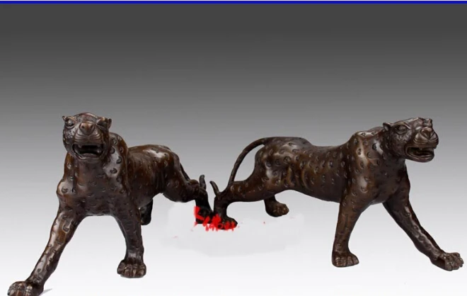 ZSR China Bronze Copper Home Decoration Sculpture Animal Leopard Panther Statue Pair | Дом и сад
