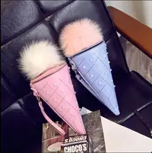 Neuheit Ice Cream Stil Frau Pelz Abdeckung Mini Schulter tasche Frauen Cone Mädchen Kleine Cross Body Handy taschen
