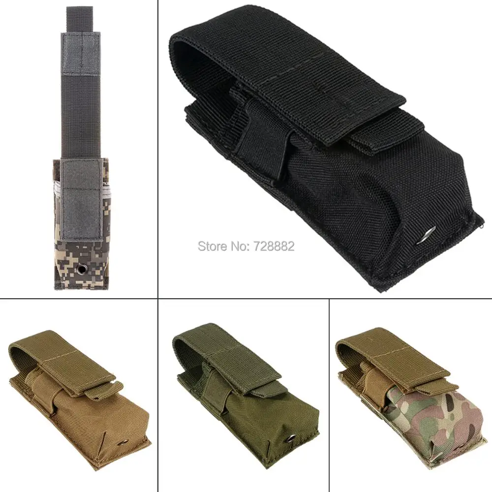 Tactical Single Magazine Pouch Knife Flashlight Sheath Open Top Pistol