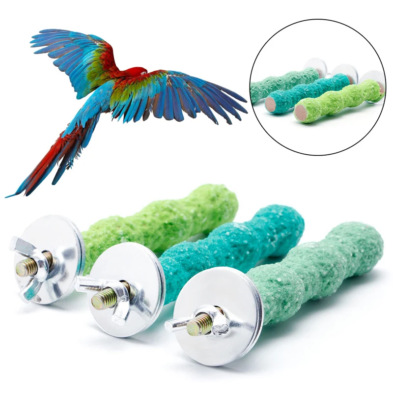 

2019 New 2*8cm Colorful Pet Bird Cage Perch Stand Platform Paw Grinding Parrot Parakeet