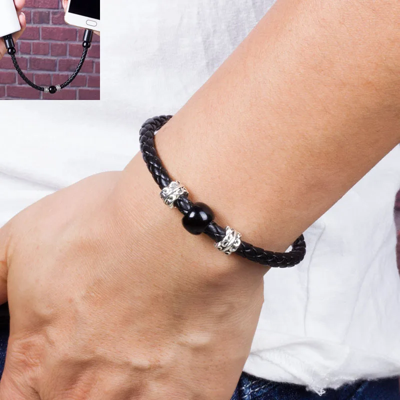 

Smart Jewelry Beads Wrist Band USB Charging Fast Charger Data Cable for IPhone for Huawei TypeC Mirco USB Hand-knitted Bracelet