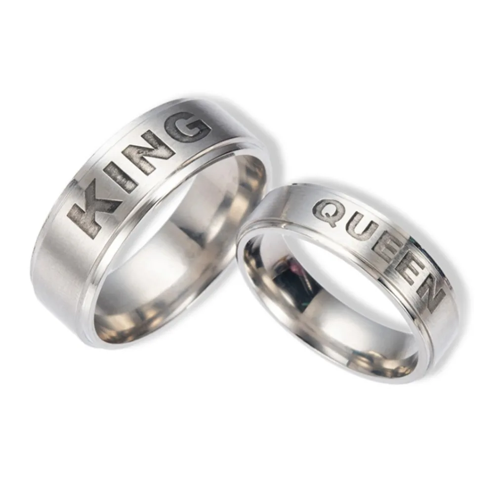 

King & Queen Lovers Ring Crown Rings Forever Love Tiara Ring Stainless Steel For King and Queen Promise Rings For Men Women
