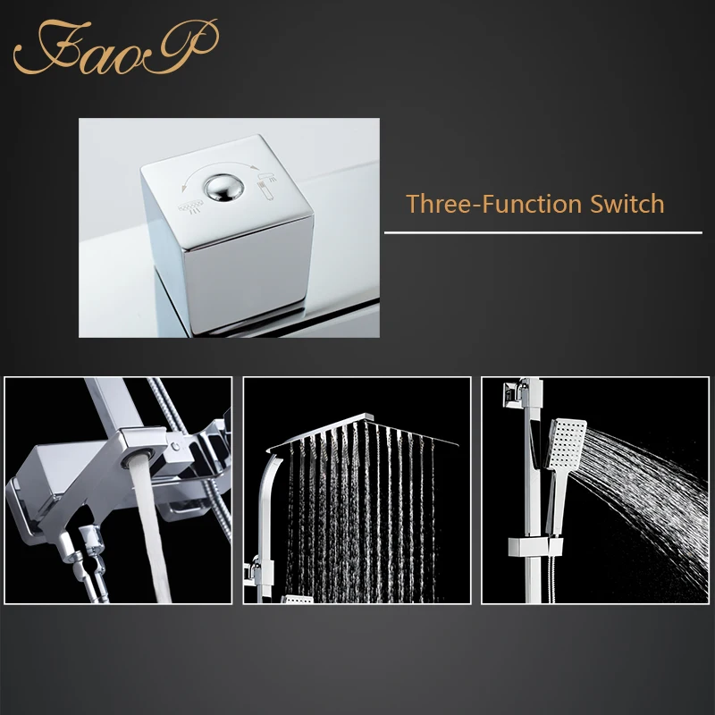 FAOP shower faucets chrome mixer faucet for bathroom mixer bathroom shower set waterfall shower system ducha