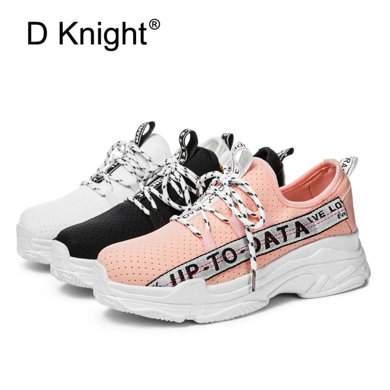 Fashion Korean Women Sneakers Lace Up Platform Shoes Tenis Feminino Casual Shoes Outdoor Walking Shoes Sneakers Women Flats Pink (12)