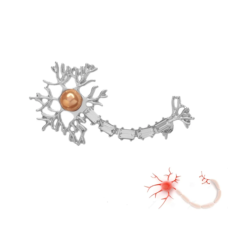 Нейрон булавки с розовым жемчугом циркониевые броши значки медицинские ювелирные изделия в химии подарок для больницы нерва врач-медсестра