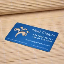 Custom Blue brushed metal card cutout LOGO etched print white texts business metal card 100pcs/lot free design free shipment