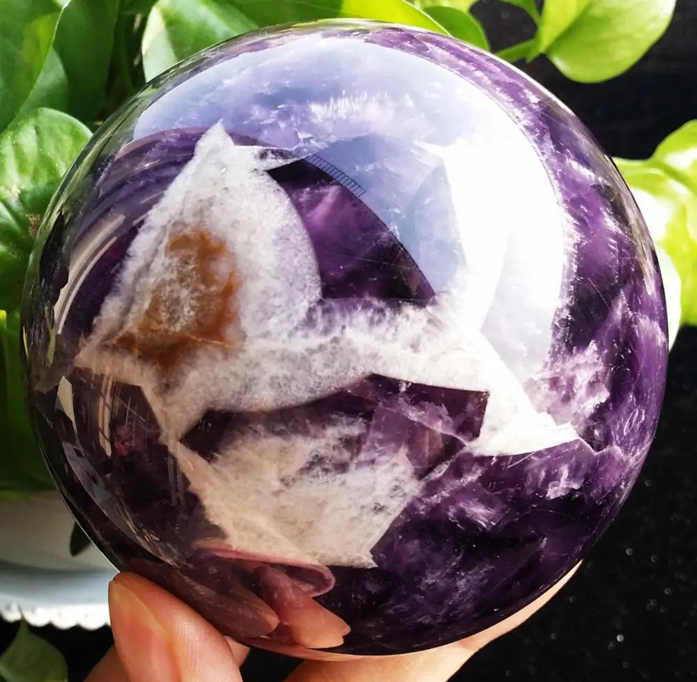 

1086 92 NATURAL Dream Amethyst Crystal sphere ball Orb em Stone(039)