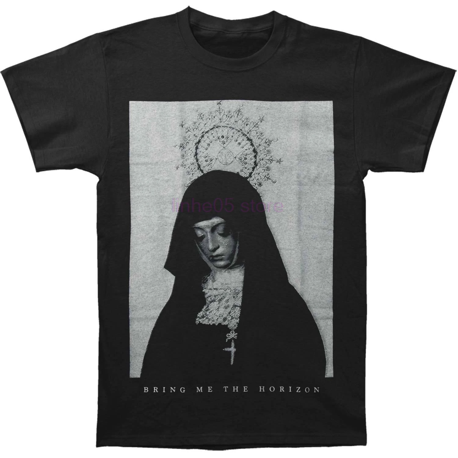 

Bring Me The Horizon Men's Nun T shirt Black Fashion T Shirts Summer Straight 100% Cotton T Shirt Short Sleeve Brand