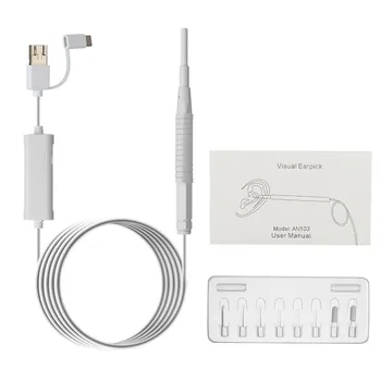 

USB Otoscope Ear Cleaning Endoscope Camera 3.9mm Small Lens 720P HD Borescope Visual Earpick Inspection Camera For PC Typc-c