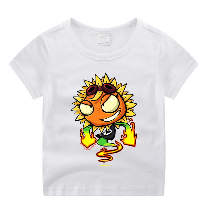 Детская забавная Футболка с принтом из мультфильма «Растения против Зомби»; детские летние топы с круглым вырезом; футболка для мальчиков и девочек; одежда для малышей - Цвет: P631-12