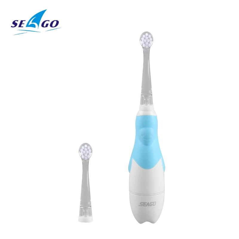 Seago Kids Electric Toothbrush Sonic Battery With Led Light Oral Hygiene 3 Pcs Brush Heads Dental Hygiene Replacement Sg513 - Цвет: Blue