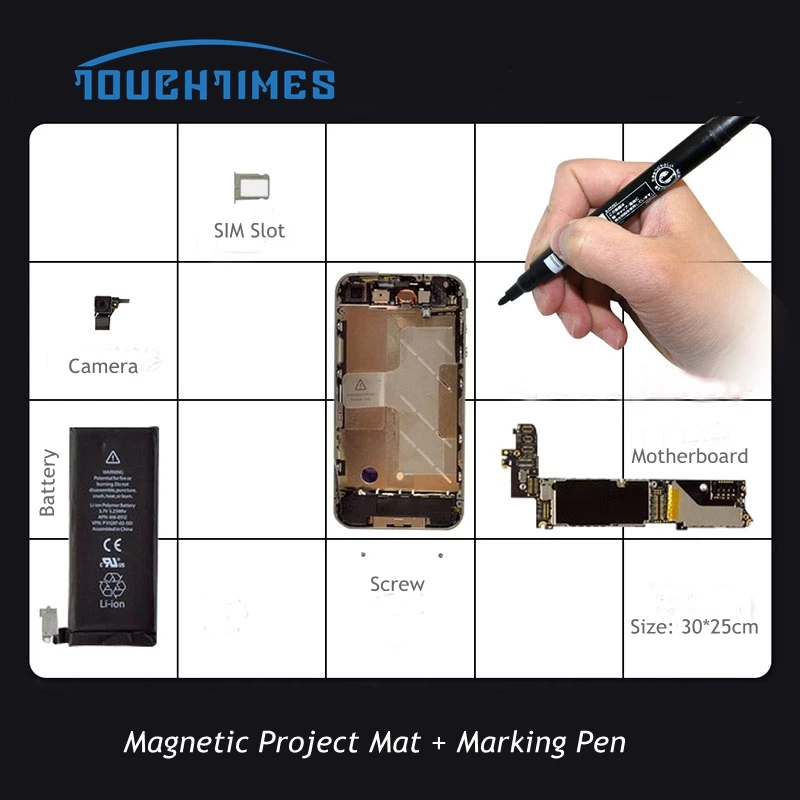 

Professional Magnetic Project Mat Chart for Mobile Phone Repair Tool Screw Sort Guard Keeper Mat with Marking Pen 30cm*25cm