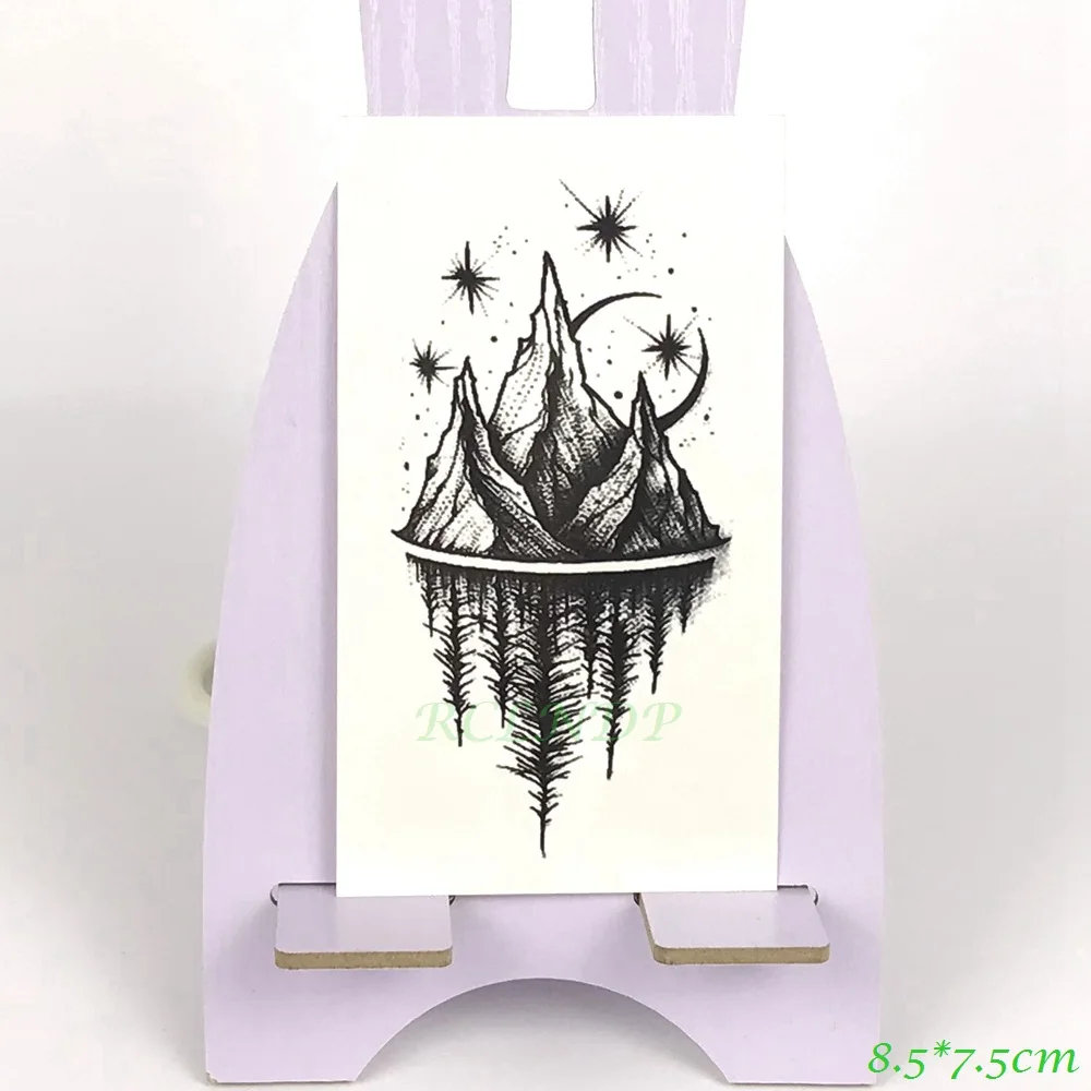 

Waterproof Temporary Tattoo massif mountain inverted image tree tatto stickers flash tatoo fake tattoos for girl women kid 7