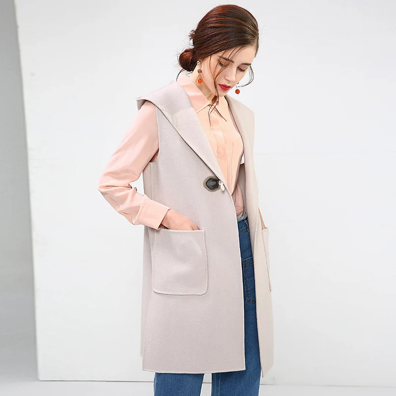 Buy Wool Blend Hooded Vests Coats JECH Autumn Winter