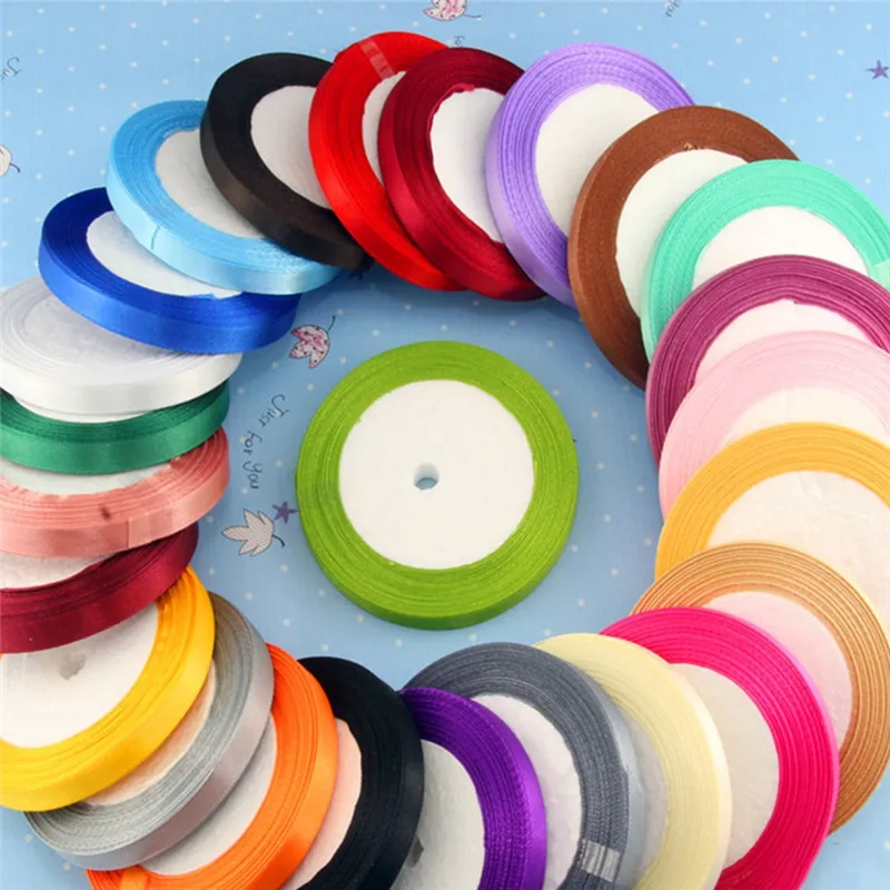 

1CM Width Single Face Satin Polyester Ribbon Drawstring 25 Yards 17 Colors Available Gift Packing Dressing Decoration Fabric