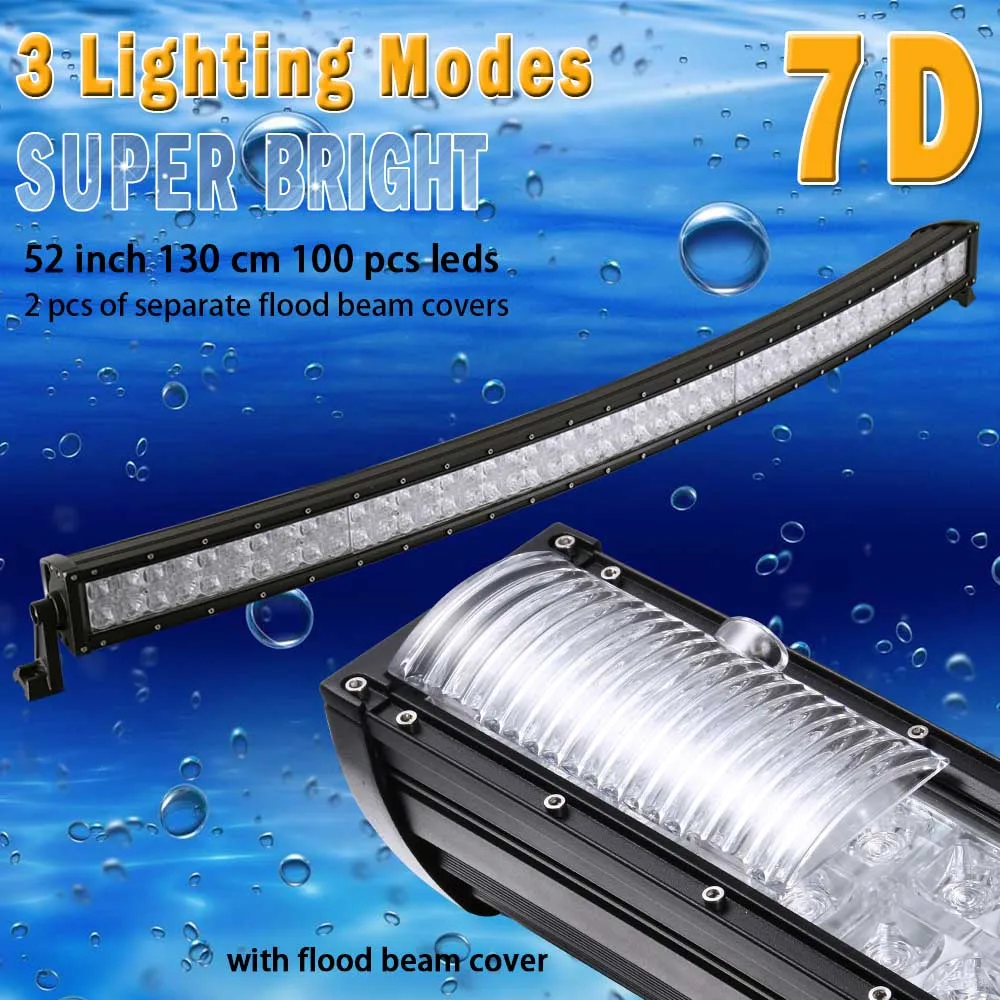 

52 inch 7D Curved LED Bar with DRL LED Work Light Bar for Tractor OffRoad 4WD 4x4 Truck SUV ATV 12V 24v LED Light Bar