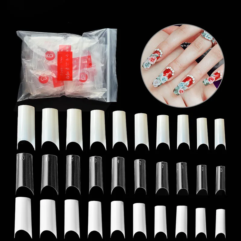 

500pcs Clear White Natural French False Acrylic Half Nail Tips UV Gel Ultra Flexible 0#-9# Size (Pack of 500 Tips Fake Nail)