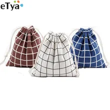 ETya, женские и мужские хлопковые Эко многоразовые сумки для покупок, дорожные сумки для хранения, складные сумки для покупок на шнурке, маленькие и большие размеры