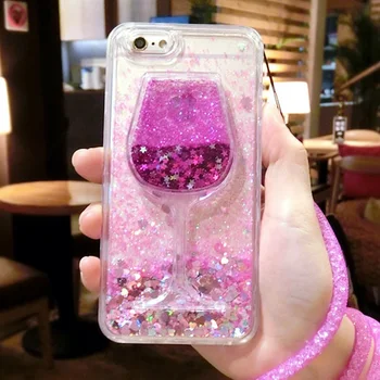 

100pc for iphone 7 8 X plus for Samsung galaxy S7 s8 s9 PLUS NOTE 5 8 Diamond Wine Cup glitter case cover crystal lanyard