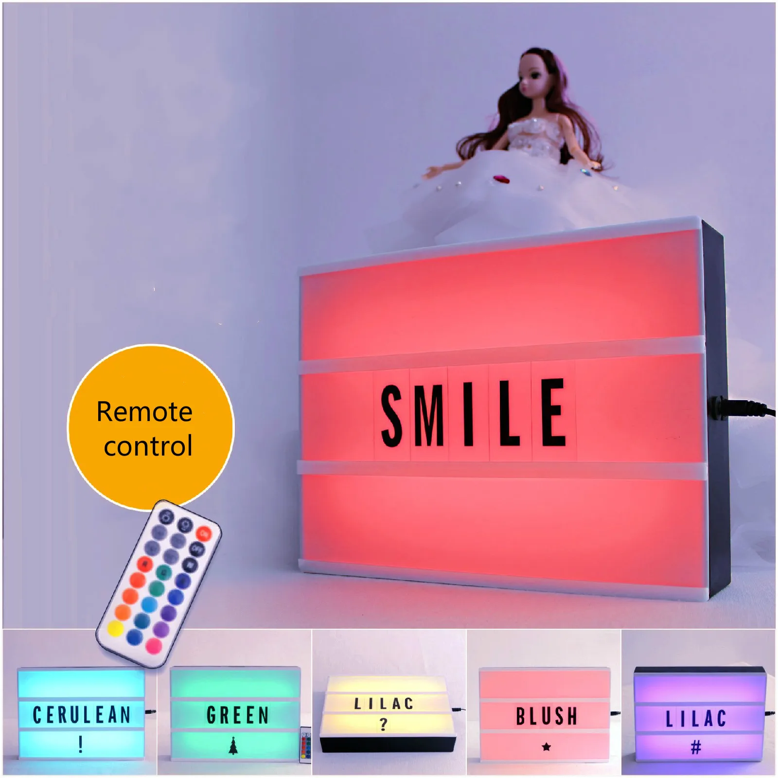 

Remote Control A4 light box with letter cards Dimmable color changeable festival lighting Baby room Night ligh IY303206-A4-R
