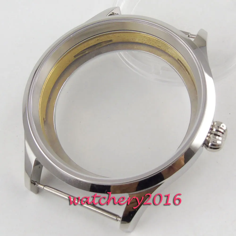 Details about   43mm Sapphire Glass Pvd Stainless steel Case Fit Eta6497 6498 movements mens 